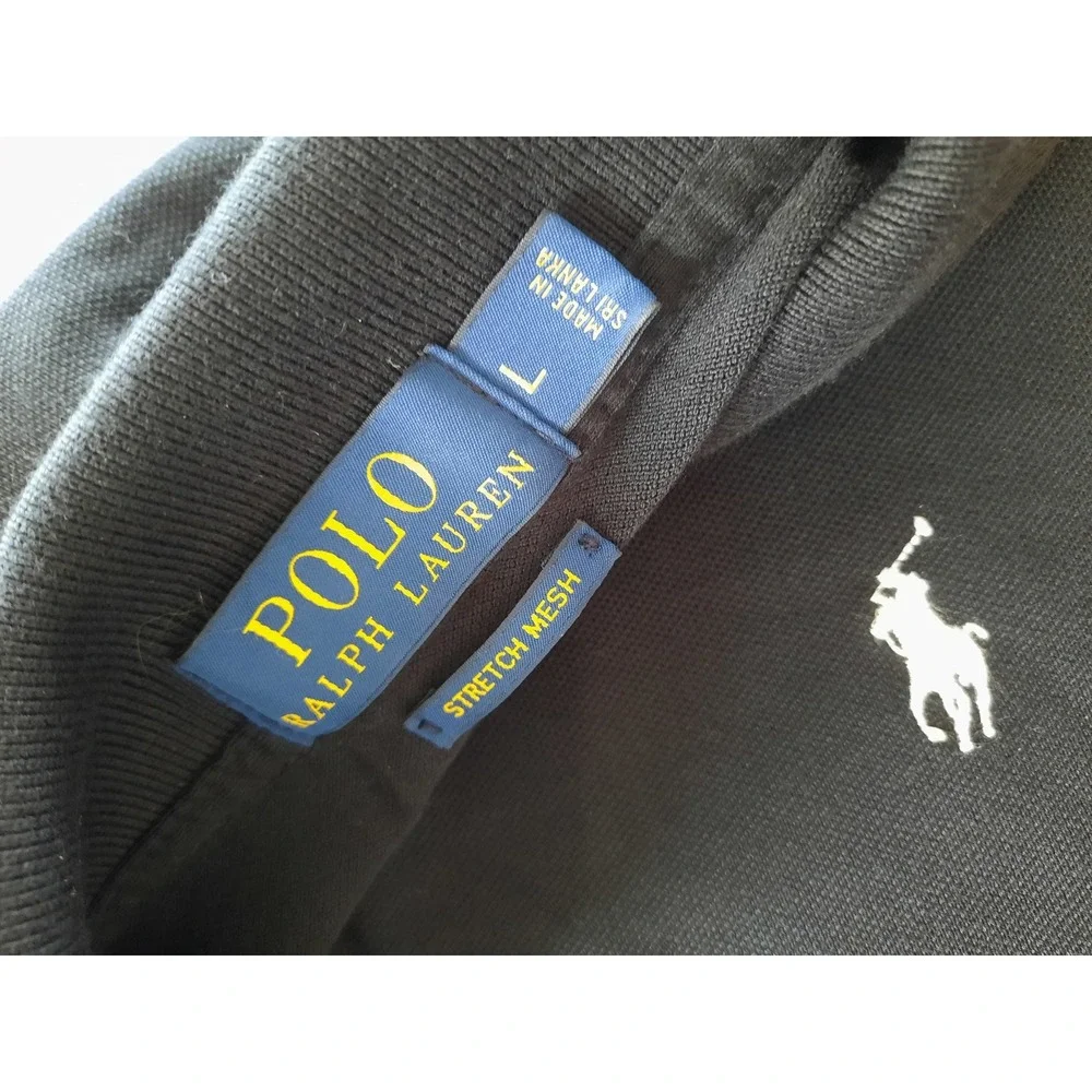 Polo Ralph Lauren Mens Black Stretch Mesh Short Sleeve Polo Shirt RN41381 L